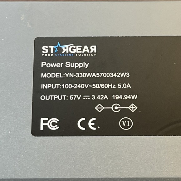 Starlink Gen 3 Power Supply 195W AC to DC Charger Replacement 57V 3.42A Cord - Picture 4 of 4
